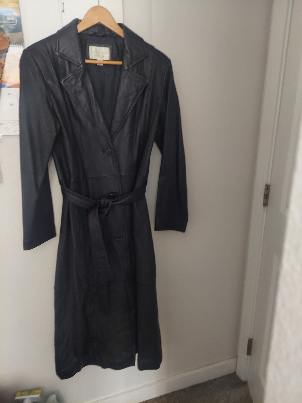 OLD MONEY& Worthington Black Leather Trench Coat
